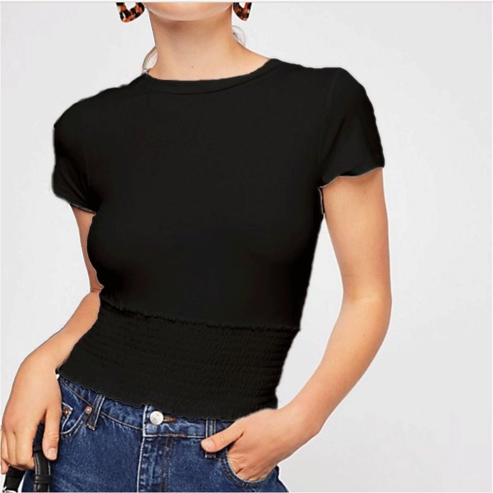 Free People We The Free Smocked Top Black Size M